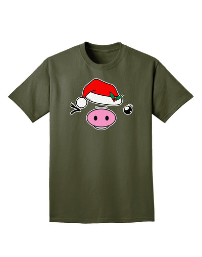 Kyu-T Face Oinkette Santa Hat Girl Pig Adult Dark T-Shirt-Mens T-Shirt-TooLoud-Military-Green-Small-Davson Sales