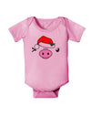 Kyu-T Face Oinkette Santa Hat Girl Pig Baby Romper Bodysuit-Baby Romper-TooLoud-Light-Pink-06-Months-Davson Sales