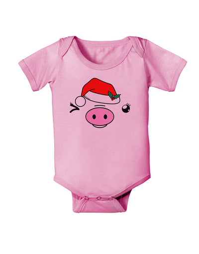 Kyu-T Face Oinkette Santa Hat Girl Pig Baby Romper Bodysuit-Baby Romper-TooLoud-Light-Pink-06-Months-Davson Sales