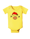 Kyu-T Face Oinkette Santa Hat Girl Pig Baby Romper Bodysuit-Baby Romper-TooLoud-Yellow-06-Months-Davson Sales