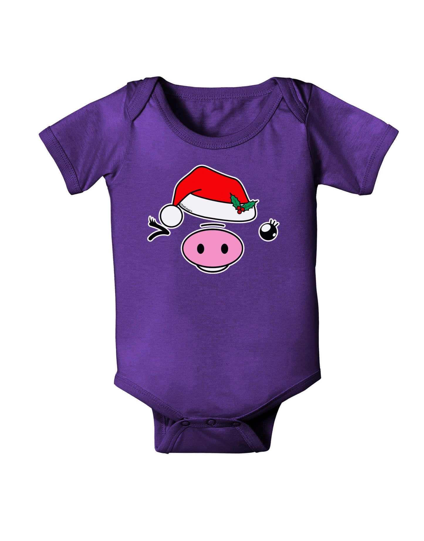 Kyu-T Face Oinkette Santa Hat Girl Pig Baby Romper Bodysuit Dark-Baby Romper-TooLoud-Purple-06-Months-Davson Sales