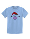 Kyu-T Face Oinkette Santa Hat Girl Pig Childrens T-Shirt-Childrens T-Shirt-TooLoud-Light-Blue-X-Small-Davson Sales