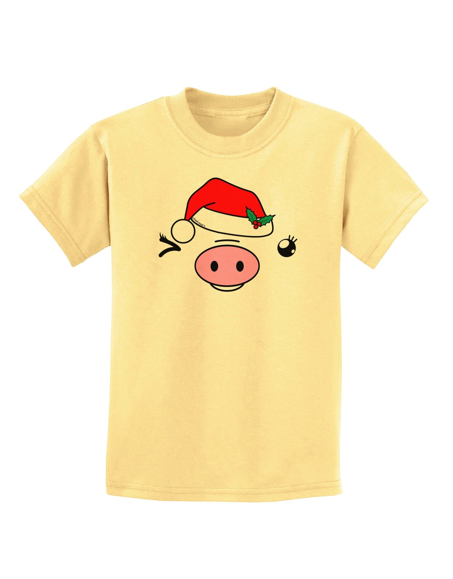 Kyu-T Face Oinkette Santa Hat Girl Pig Childrens T-Shirt-Childrens T-Shirt-TooLoud-Daffodil-Yellow-X-Small-Davson Sales