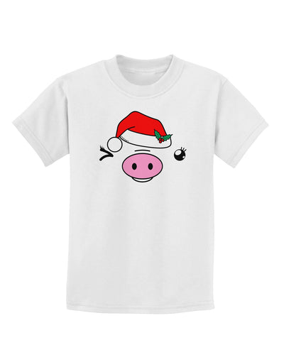 Kyu-T Face Oinkette Santa Hat Girl Pig Childrens T-Shirt-Childrens T-Shirt-TooLoud-White-X-Small-Davson Sales