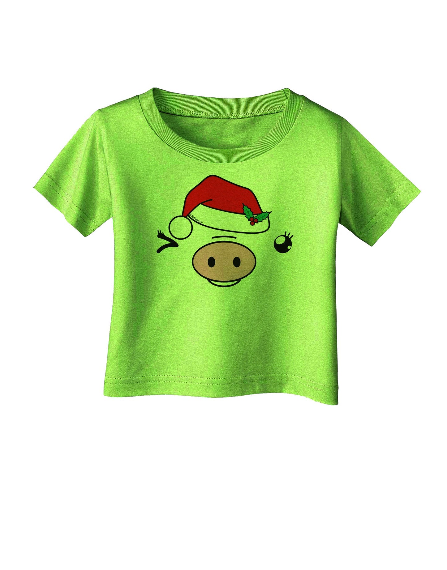Kyu-T Face Oinkette Santa Hat Girl Pig Infant T-Shirt-Infant T-Shirt-TooLoud-Lime-Green-06-Months-Davson Sales