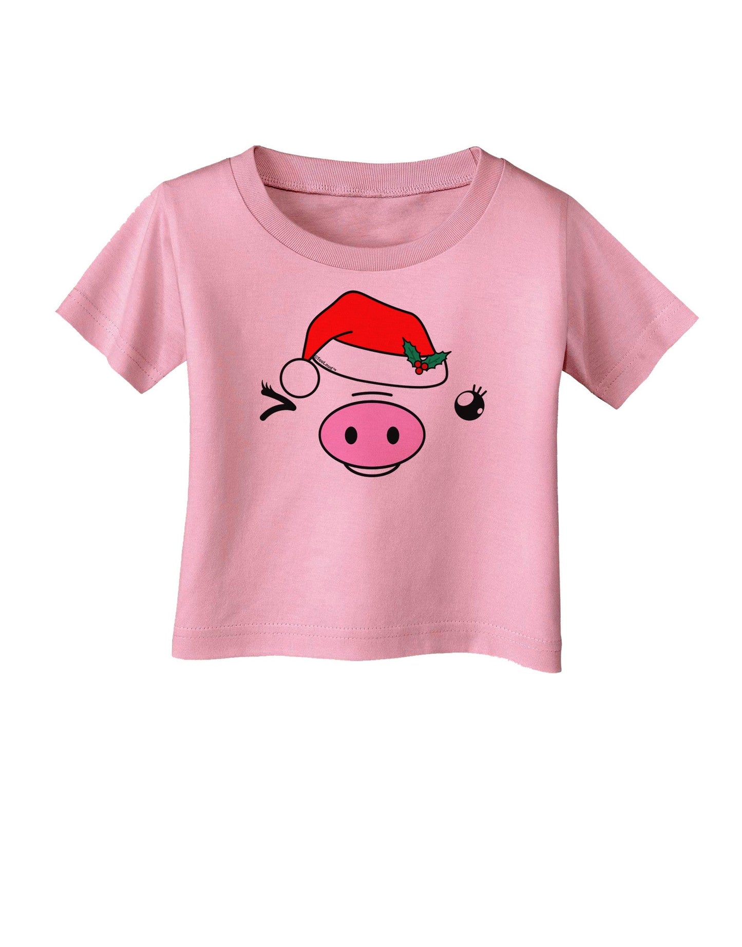 Kyu-T Face Oinkette Santa Hat Girl Pig Infant T-Shirt-Infant T-Shirt-TooLoud-Candy-Pink-06-Months-Davson Sales