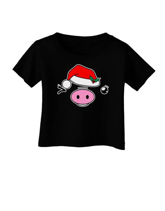 Kyu-T Face Oinkette Santa Hat Girl Pig Infant T-Shirt Dark-Infant T-Shirt-TooLoud-Black-06-Months-Davson Sales
