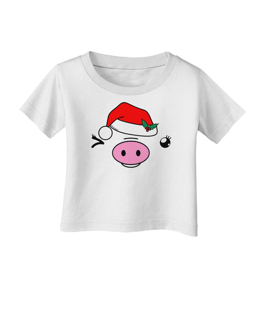 Kyu-T Face Oinkette Santa Hat Girl Pig Infant T-Shirt-Infant T-Shirt-TooLoud-White-06-Months-Davson Sales