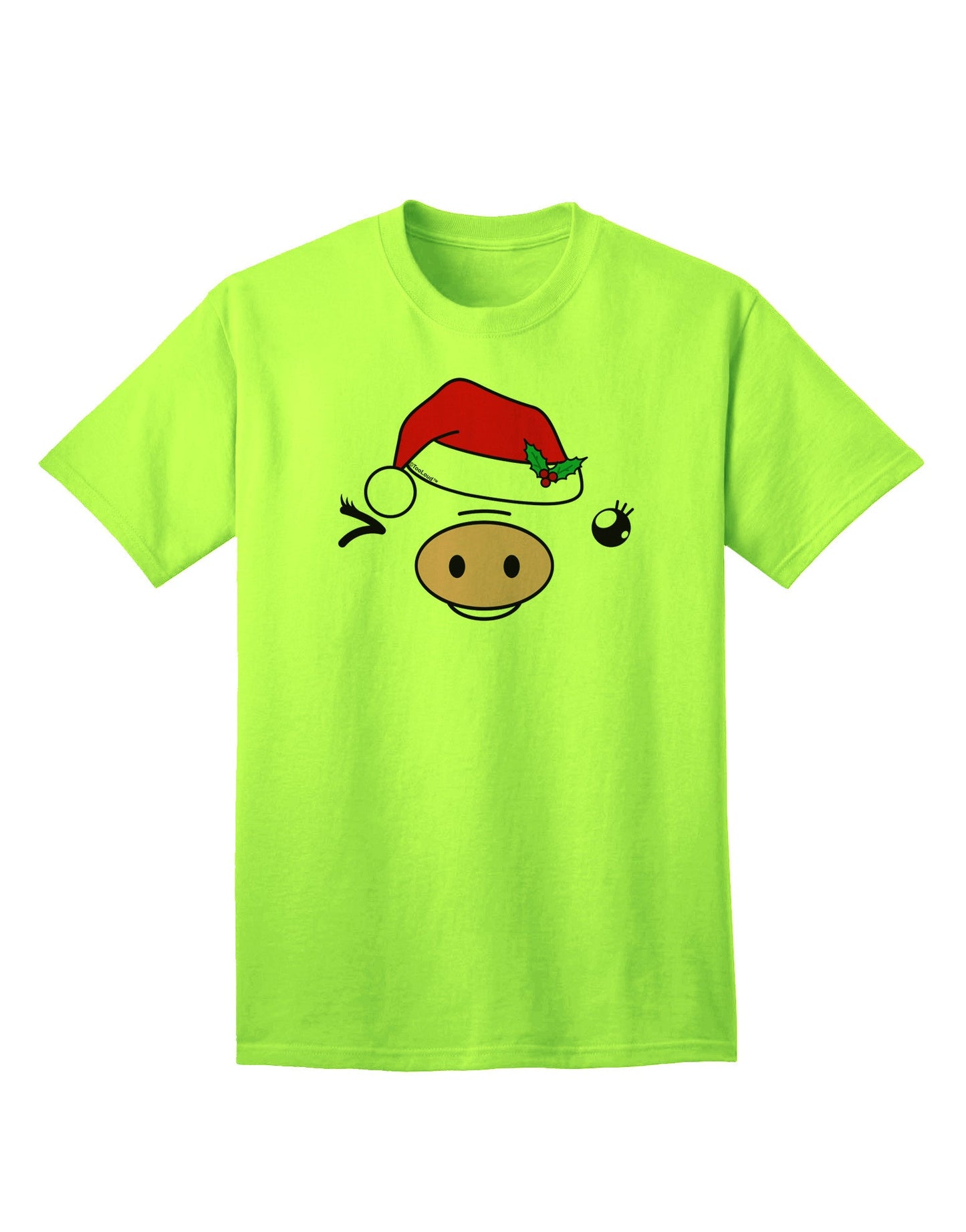 Kyu-T Face Oinkette Santa Hat Girl Pig - Premium Adult T-Shirt for Festive Season-Mens T-shirts-TooLoud-Neon-Green-Small-Davson Sales