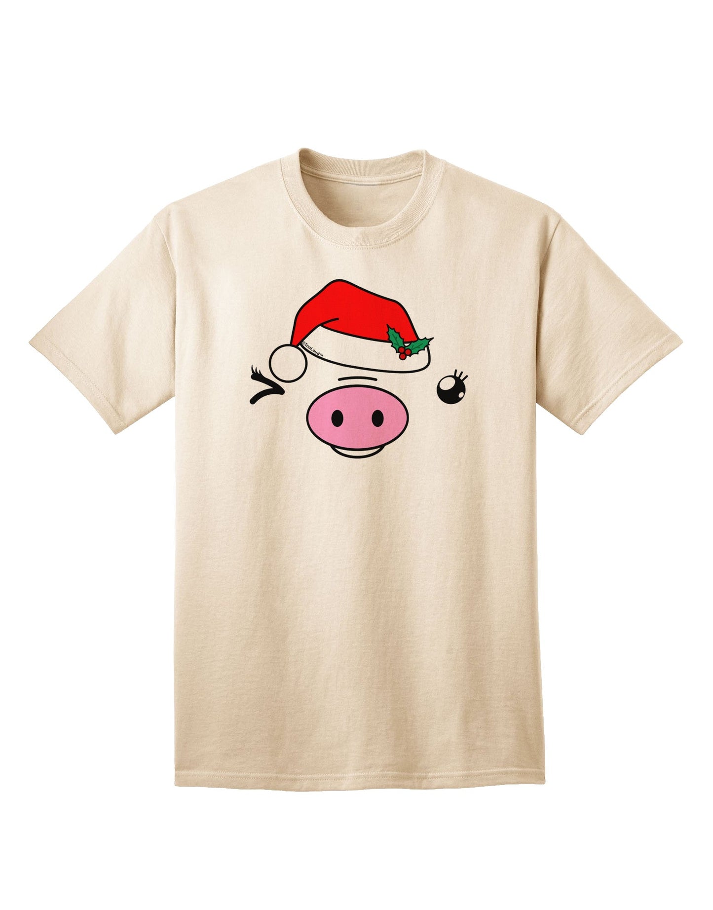 Kyu-T Face Oinkette Santa Hat Girl Pig - Premium Adult T-Shirt for Festive Season-Mens T-shirts-TooLoud-Natural-Small-Davson Sales