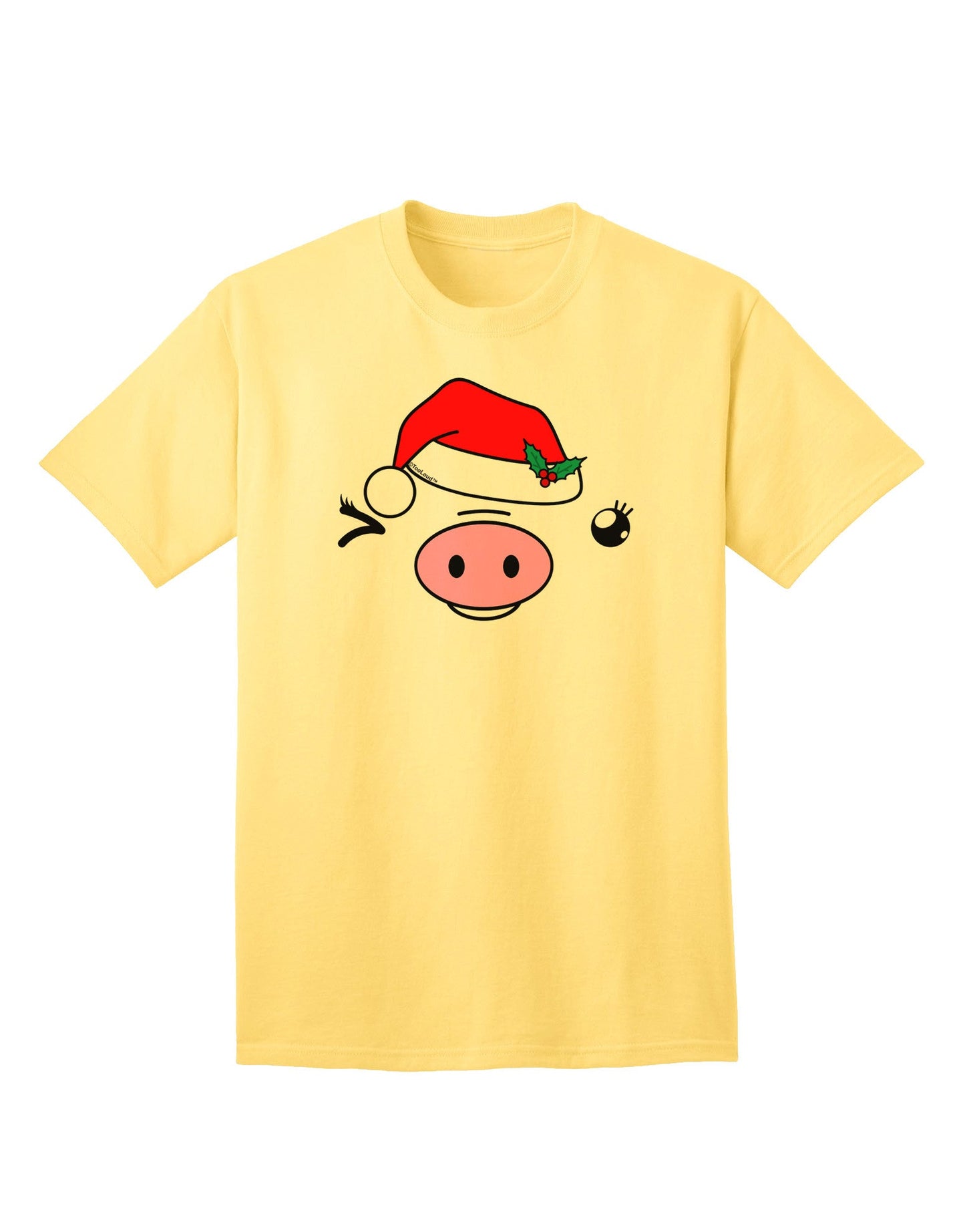 Kyu-T Face Oinkette Santa Hat Girl Pig - Premium Adult T-Shirt for Festive Season-Mens T-shirts-TooLoud-Yellow-Small-Davson Sales