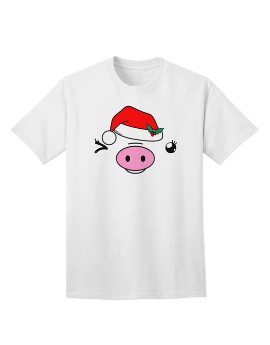 Kyu-T Face Oinkette Santa Hat Girl Pig - Premium Adult T-Shirt for Festive Season-Mens T-shirts-TooLoud-White-Small-Davson Sales