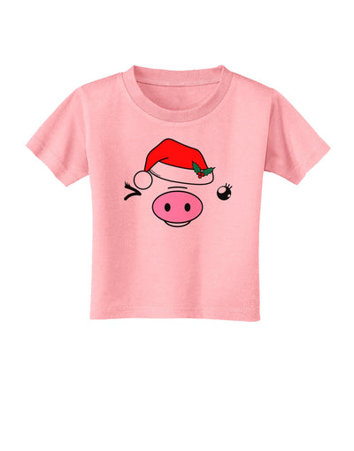 Kyu-T Face Oinkette Santa Hat Girl Pig Toddler T-Shirt-Toddler T-Shirt-TooLoud-Candy-Pink-2T-Davson Sales