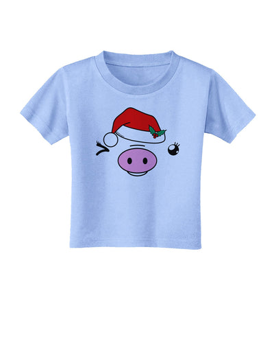 Kyu-T Face Oinkette Santa Hat Girl Pig Toddler T-Shirt-Toddler T-Shirt-TooLoud-Aquatic-Blue-2T-Davson Sales