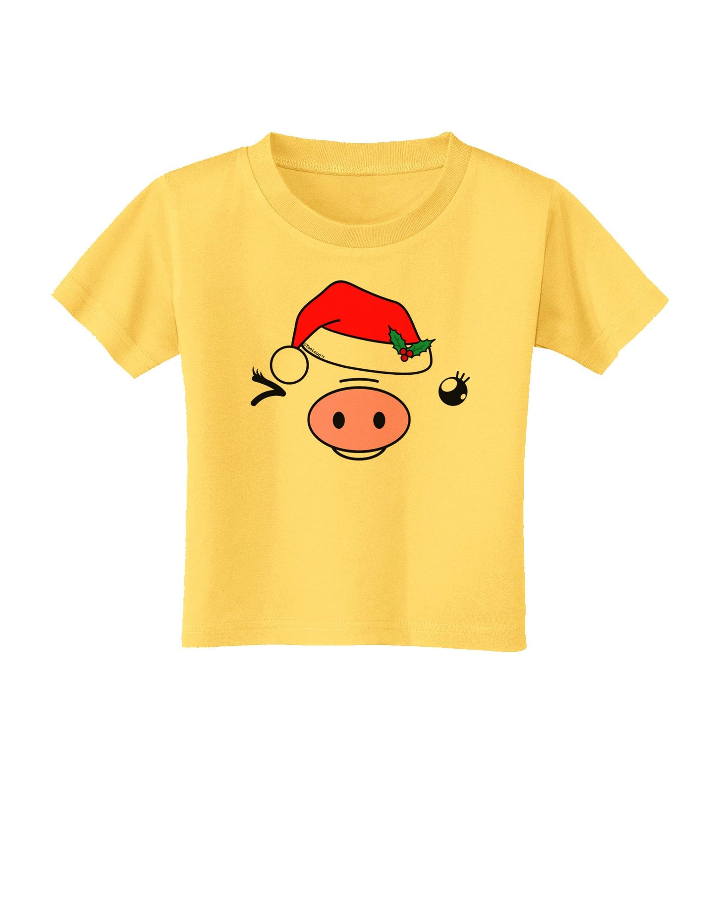 Kyu-T Face Oinkette Santa Hat Girl Pig Toddler T-Shirt-Toddler T-Shirt-TooLoud-Yellow-2T-Davson Sales