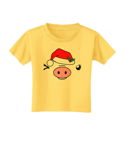 Kyu-T Face Oinkette Santa Hat Girl Pig Toddler T-Shirt-Toddler T-Shirt-TooLoud-Yellow-2T-Davson Sales