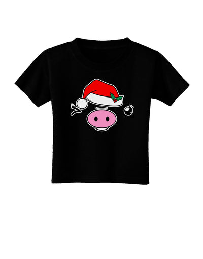 Kyu-T Face Oinkette Santa Hat Girl Pig Toddler T-Shirt Dark-Toddler T-Shirt-TooLoud-Black-2T-Davson Sales