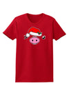 Kyu-T Face Oinkette Santa Hat Girl Pig Womens Dark T-Shirt-TooLoud-Red-X-Small-Davson Sales