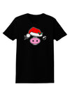 Kyu-T Face Oinkette Santa Hat Girl Pig Womens Dark T-Shirt-TooLoud-Black-X-Small-Davson Sales