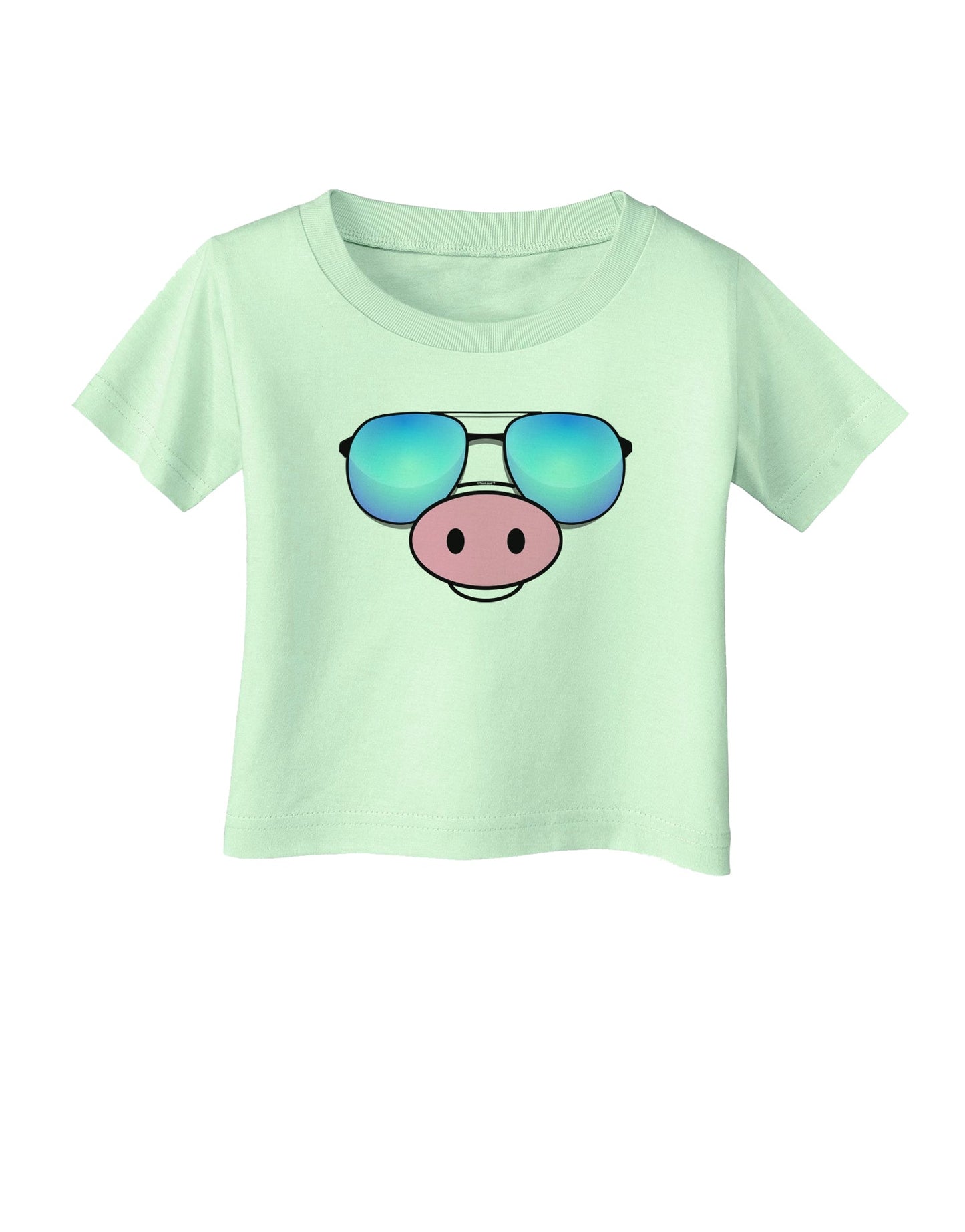 Kyu-T Face - Oinkz Cool Sunglasses Infant T-Shirt-Infant T-Shirt-TooLoud-Light-Green-06-Months-Davson Sales