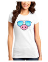 Kyu-T Face - Oinkz Cool Sunglasses Juniors T-Shirt-Womens Juniors T-Shirt-TooLoud-White-Juniors Fitted XS-Davson Sales