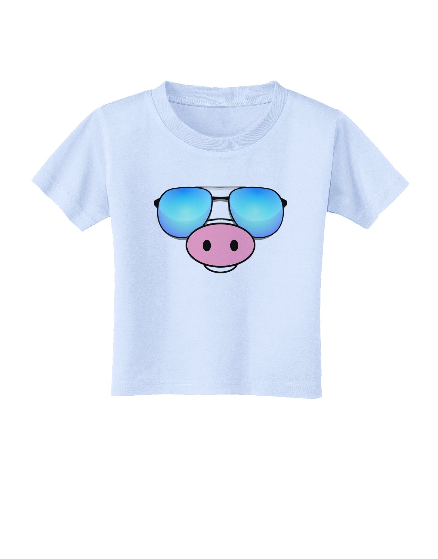 Kyu-T Face - Oinkz Cool Sunglasses Toddler T-Shirt-Toddler T-Shirt-TooLoud-Light-Blue-2T-Davson Sales