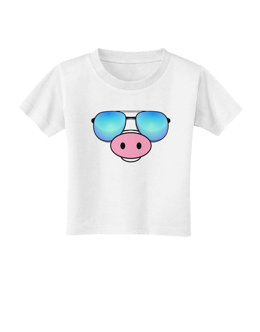 Kyu-T Face - Oinkz Cool Sunglasses Toddler T-Shirt-Toddler T-Shirt-TooLoud-White-2T-Davson Sales