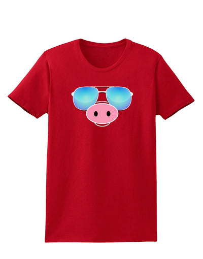 Kyu-T Face - Oinkz Cool Sunglasses Womens Dark T-Shirt-TooLoud-Red-X-Small-Davson Sales