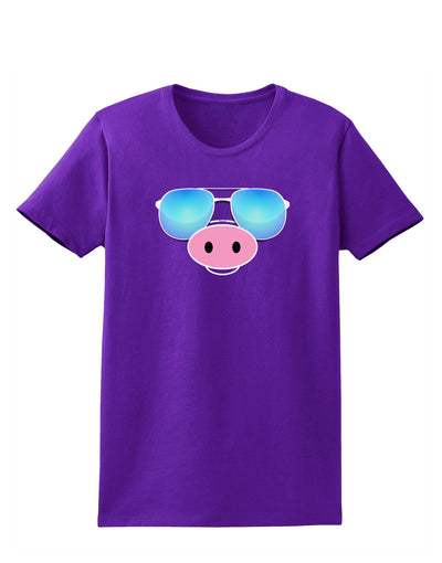 Kyu-T Face - Oinkz Cool Sunglasses Womens Dark T-Shirt-TooLoud-Purple-X-Small-Davson Sales