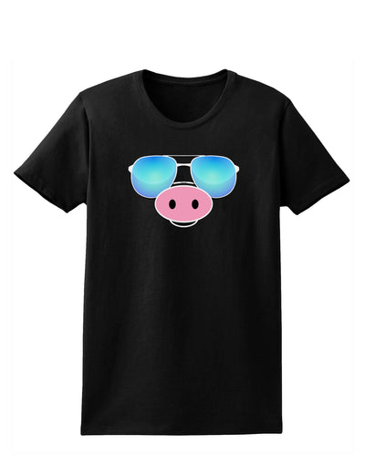 Kyu-T Face - Oinkz Cool Sunglasses Womens Dark T-Shirt-TooLoud-Black-X-Small-Davson Sales