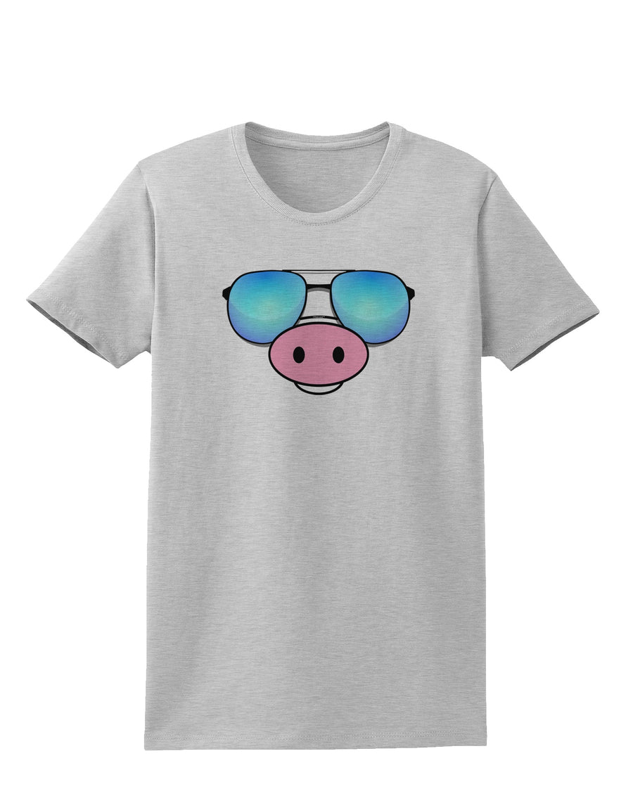 Kyu-T Face - Oinkz Cool Sunglasses Womens T-Shirt-Womens T-Shirt-TooLoud-White-X-Small-Davson Sales