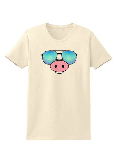 Kyu-T Face - Oinkz Cool Sunglasses Womens T-Shirt-Womens T-Shirt-TooLoud-Natural-X-Small-Davson Sales