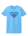 Kyu-T Face - Oinkz Cool Sunglasses Womens T-Shirt-Womens T-Shirt-TooLoud-Aquatic-Blue-X-Small-Davson Sales