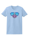 Kyu-T Face - Oinkz Cool Sunglasses Womens T-Shirt-Womens T-Shirt-TooLoud-Light-Blue-X-Small-Davson Sales