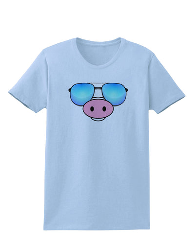 Kyu-T Face - Oinkz Cool Sunglasses Womens T-Shirt-Womens T-Shirt-TooLoud-Light-Blue-X-Small-Davson Sales