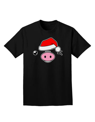 Kyu-T Face Oinkz Santa Hat Boy Pig Adult Dark T-Shirt-Mens T-Shirt-TooLoud-Black-Small-Davson Sales