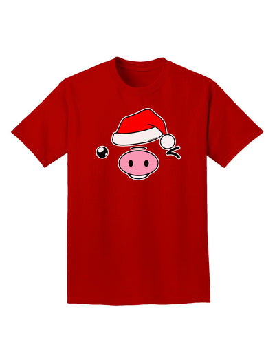 Kyu-T Face Oinkz Santa Hat Boy Pig Adult Dark T-Shirt-Mens T-Shirt-TooLoud-Red-Small-Davson Sales