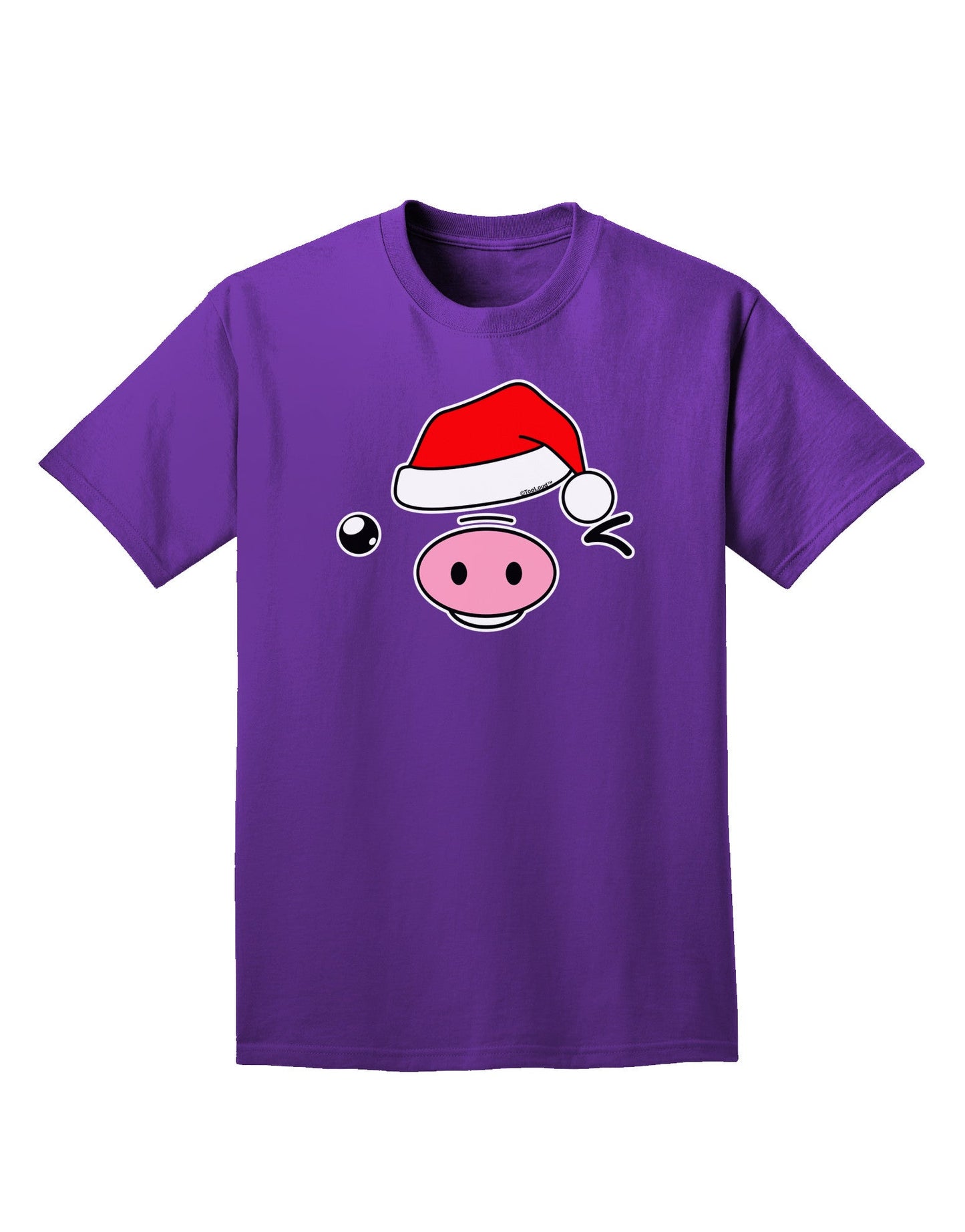 Kyu-T Face Oinkz Santa Hat Boy Pig Adult Dark T-Shirt-Mens T-Shirt-TooLoud-Purple-Small-Davson Sales