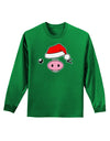 Kyu-T Face Oinkz Santa Hat Boy Pig Adult Long Sleeve Dark T-Shirt-TooLoud-Kelly-Green-Small-Davson Sales