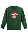 Kyu-T Face Oinkz Santa Hat Boy Pig Adult Long Sleeve Dark T-Shirt-TooLoud-Dark-Green-Small-Davson Sales