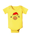 Kyu-T Face Oinkz Santa Hat Boy Pig Baby Romper Bodysuit-Baby Romper-TooLoud-Yellow-06-Months-Davson Sales