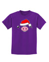 Kyu-T Face Oinkz Santa Hat Boy Pig Childrens Dark T-Shirt-Childrens T-Shirt-TooLoud-Purple-X-Small-Davson Sales