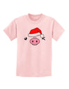 Kyu-T Face Oinkz Santa Hat Boy Pig Childrens T-Shirt-Childrens T-Shirt-TooLoud-PalePink-X-Small-Davson Sales