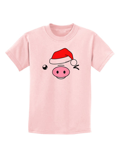 Kyu-T Face Oinkz Santa Hat Boy Pig Childrens T-Shirt-Childrens T-Shirt-TooLoud-PalePink-X-Small-Davson Sales