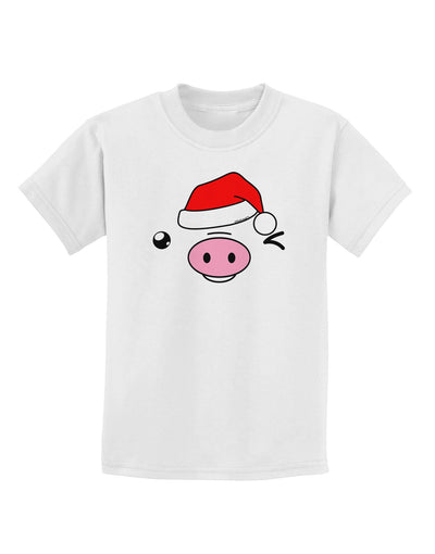 Kyu-T Face Oinkz Santa Hat Boy Pig Childrens T-Shirt-Childrens T-Shirt-TooLoud-White-X-Small-Davson Sales