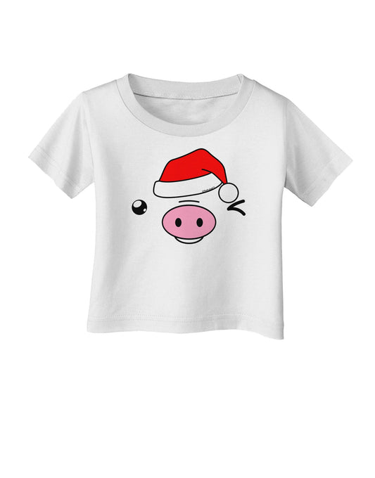 Kyu-T Face Oinkz Santa Hat Boy Pig Infant T-Shirt-Infant T-Shirt-TooLoud-White-06-Months-Davson Sales