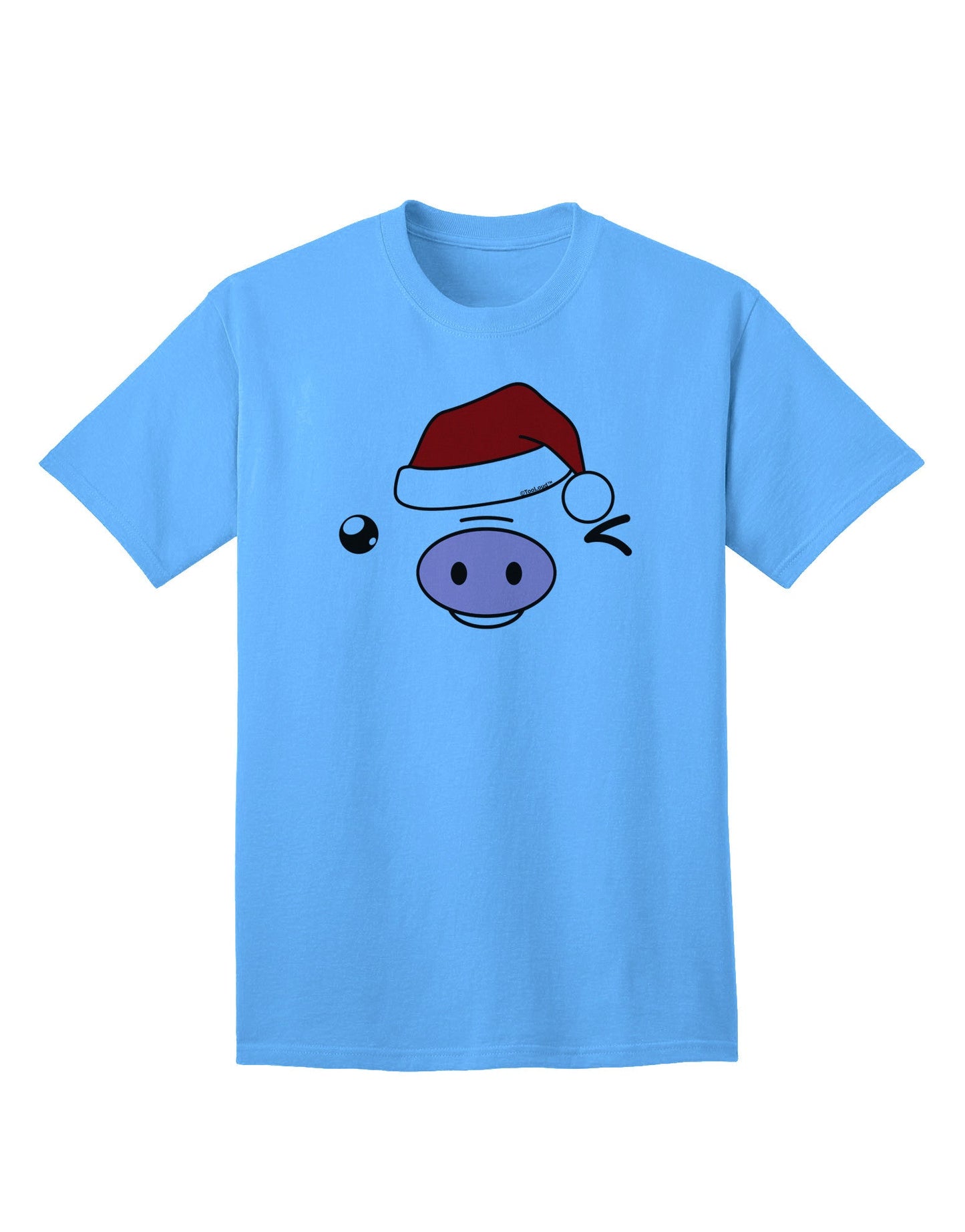 Kyu-T Face Oinkz Santa Hat Boy Pig - Premium Adult T-Shirt for Festive Season-Mens T-shirts-TooLoud-Aquatic-Blue-Small-Davson Sales
