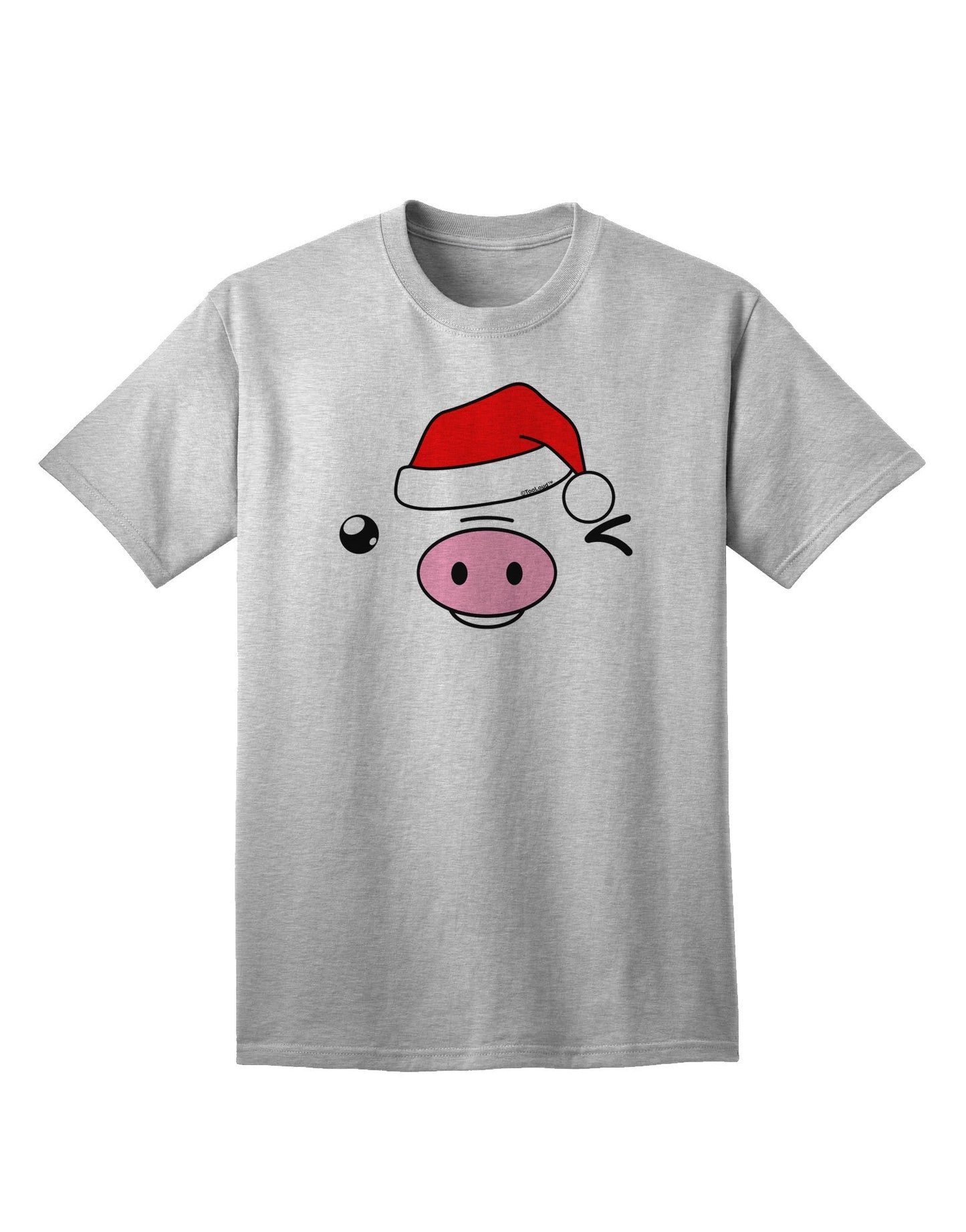Kyu-T Face Oinkz Santa Hat Boy Pig - Premium Adult T-Shirt for Festive Season-Mens T-shirts-TooLoud-AshGray-Small-Davson Sales