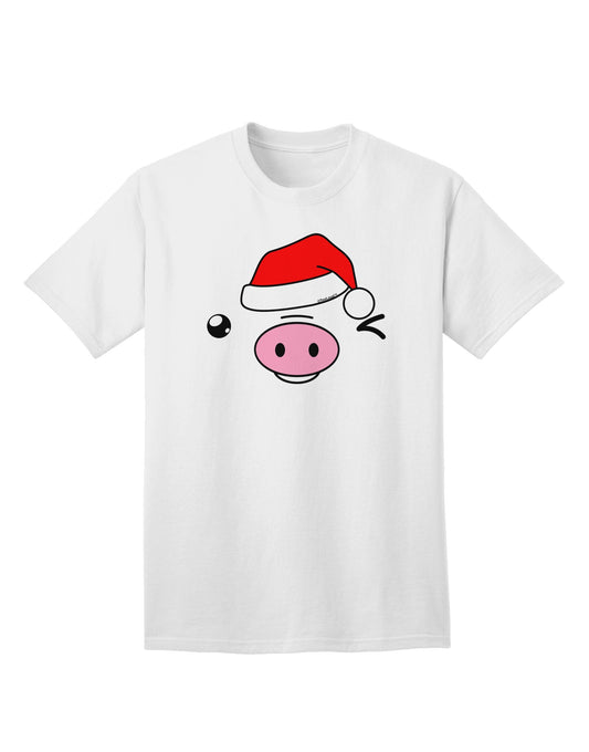Kyu-T Face Oinkz Santa Hat Boy Pig - Premium Adult T-Shirt for Festive Season-Mens T-shirts-TooLoud-White-Small-Davson Sales