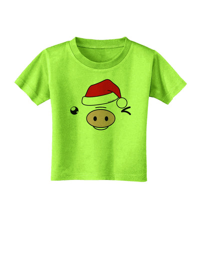 Kyu-T Face Oinkz Santa Hat Boy Pig Toddler T-Shirt-Toddler T-Shirt-TooLoud-Lime-Green-2T-Davson Sales